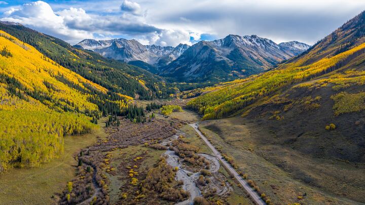 Aerial view up the Castle Creek valley